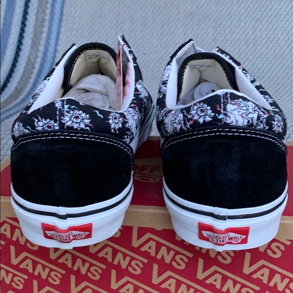 Vans Black and White Floral Sneakers Size 7 - Picture 11 of 16